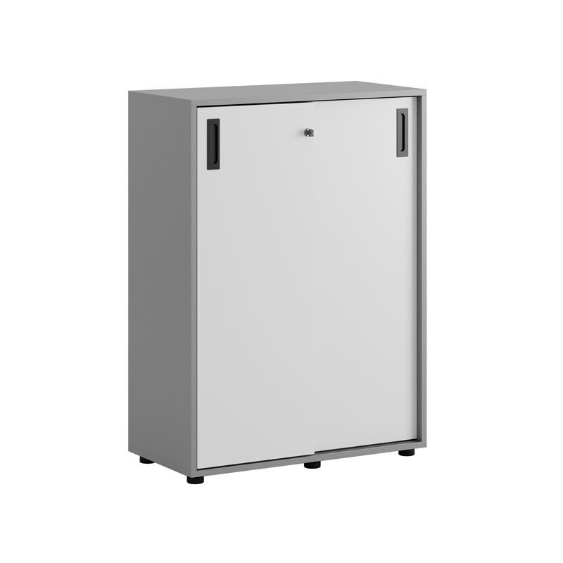 Skjutdörrskåp 80x40x107,5cm - Grå stomme/vita dörrar