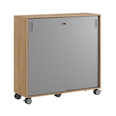 Skjutdörrskåp 120x40x107,5cm - Urban oak stomme och grå dörrar