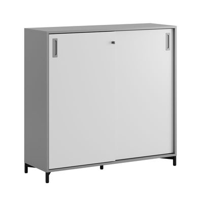 Skjutdörrskåp 120x40x107,5cm - Grå stomme/vita dörrar