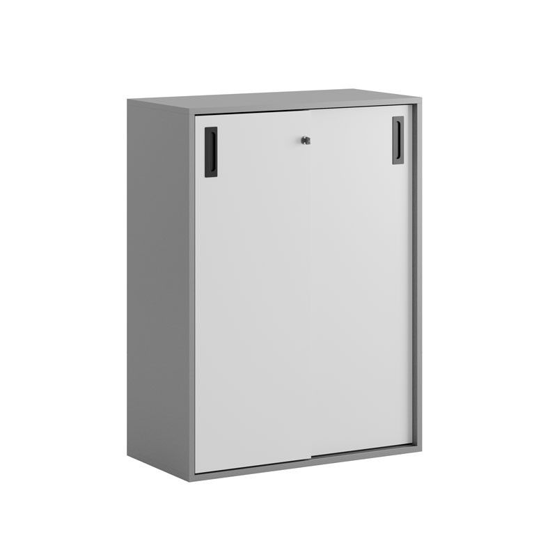 Skjutdörrskåp 80x40x107,5cm - Grå stomme/vita dörrar