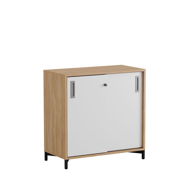 Skjutdörrskåp 80x40x72cm - Urban oak stomme/vita dörrar