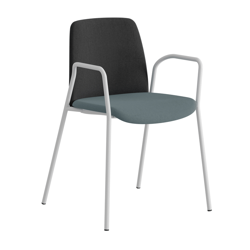 Tygklädd stapelbar stol med armstöd - Choice