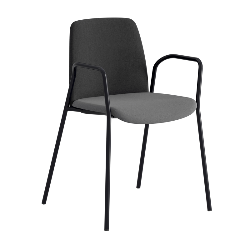 Tygklädd stapelbar stol med armstöd - Choice