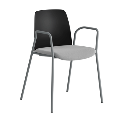 Stol med armstöd, tygsits och plastrygg - Choice