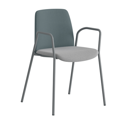 Tygklädd stapelbar stol med armstöd - Choice