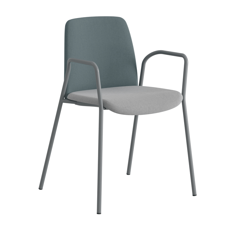 Tygklädd stapelbar stol med armstöd - Choice