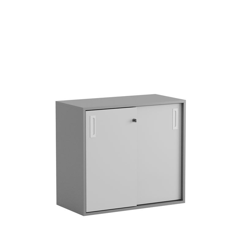 Skjutdörrskåp 80x40x72cm - Grå stomme/vita dörrar