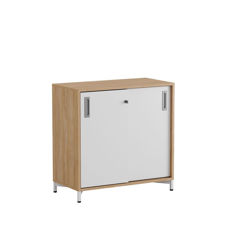 Skjutdörrskåp 80x40x72cm - Urban oak stomme/vita dörrar