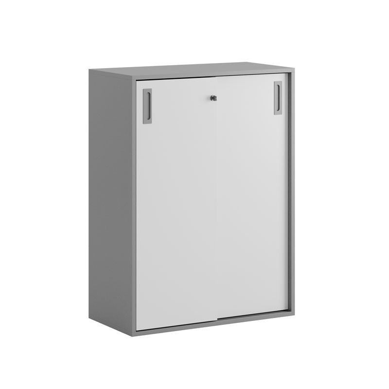 Skjutdörrskåp 80x40x107,5cm - Grå stomme/vita dörrar