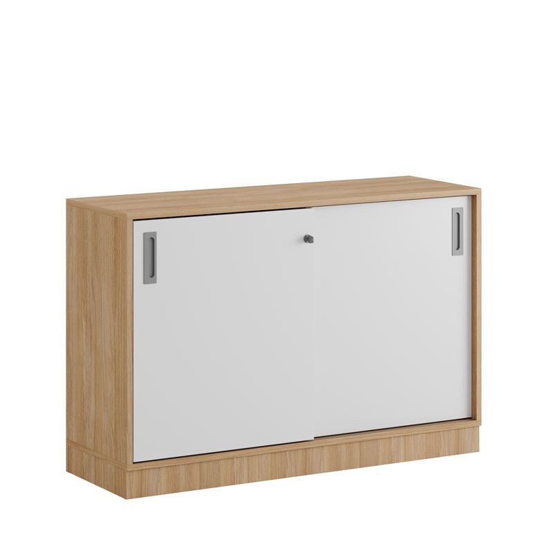 Skjutdörrskåp 120x40x72cm - Urban oak stomme/vita dörrar