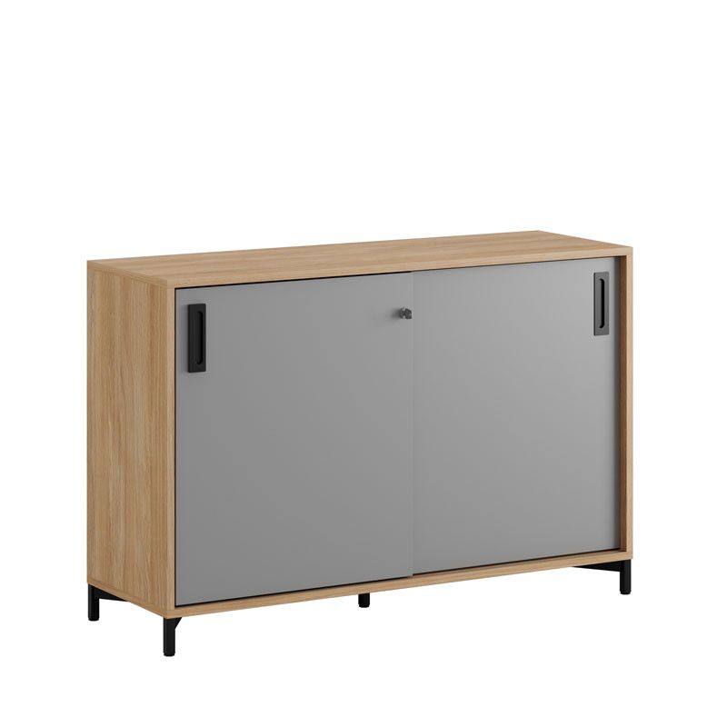 Skjutdörrskåp 120x40x72cm - Urban oak stomme/grå dörrar