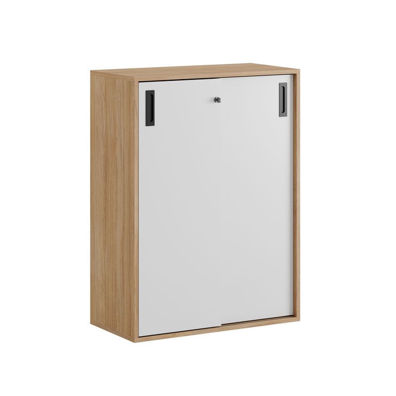 Skjutdörrskåp 80x40x107,5cm - Urban oak stomme/vita dörrar