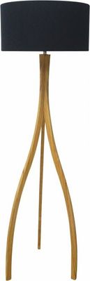GOLVLAMPA WOOD, 60W, TRÄ/SVART