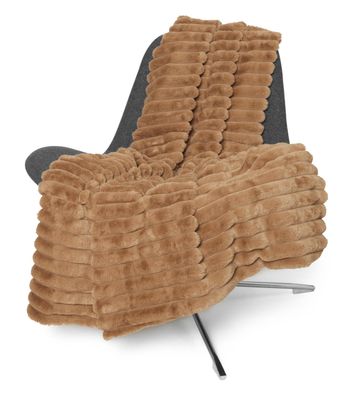 Stripy Pläd fusk cognac 120x180cm