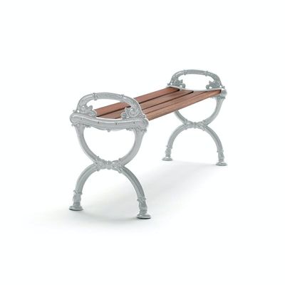 Byarum bänk 120 cm Natur (rå aluminium) med oljad mahogny