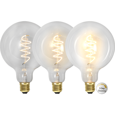 LED-LAMPA E27 G125 DECOLED SPIRAL CLEAR 3-STEP 5 PACK
