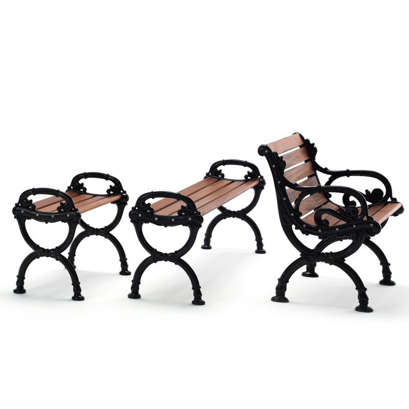 Byarum bänk 120 cm Svart med oljad mahogny