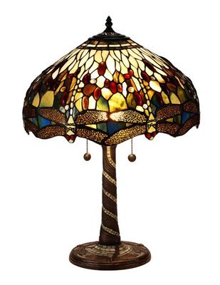 Nostalgia Trollslända oliv Tiffany 40cm Bordslampa