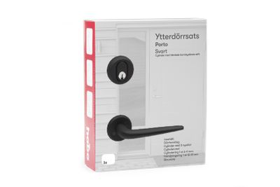 Ytterdörrsats utan låshus Porto Svart aluminium