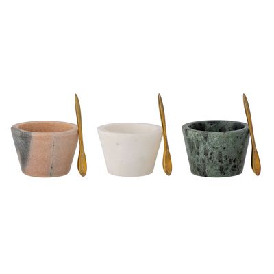 Saltburk med sked Rosa Marmor | Bloomingville Creative