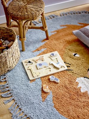 Bloomingville Leroy Matta, Blå, Bomull Ø130 cm