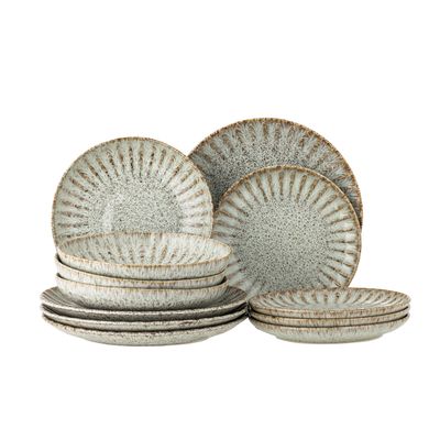 Fleur Serveringsset Natur Stengods Plate deep: 900 ml Set om 4x3 Bloomingville Creative