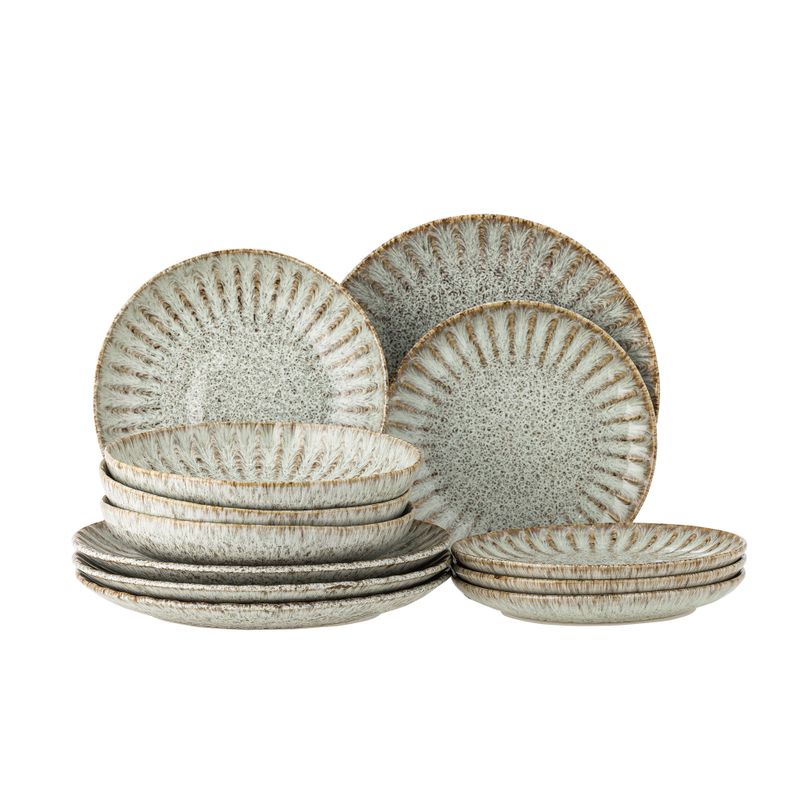 Fleur Serveringsset Natur Stengods Plate deep: 900 ml Set om 4x3 Bloomingville Creative
