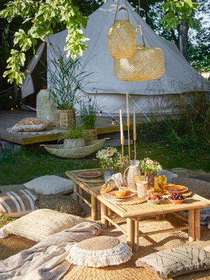 Lyktor med glas Natur Bambu Musu | Bloomingville