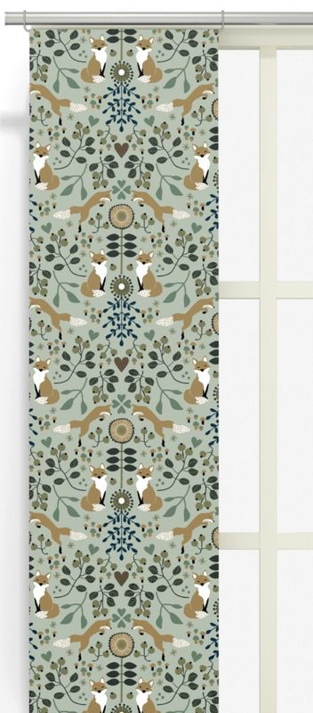 Rävstigen grön panelgardin 2 pack Arvidssons Textil