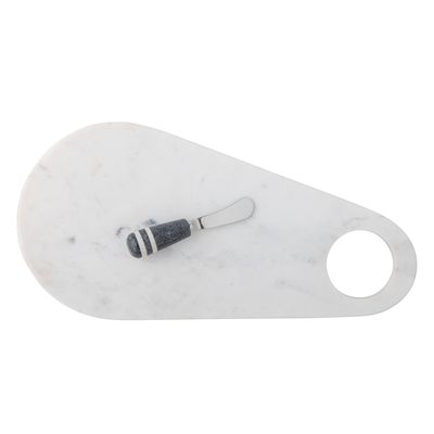 Serveringsbräda med kniv Vit Marmor Abrielle Set om 2 | Bloomingville