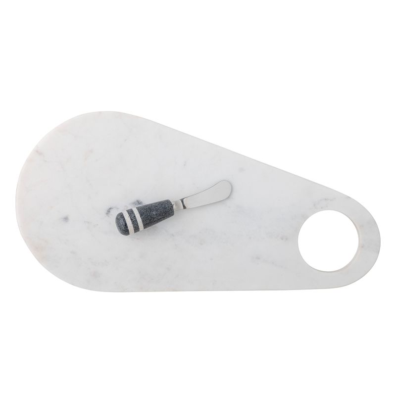 Serveringsbräda med kniv Vit Marmor Abrielle Set om 2 | Bloomingville