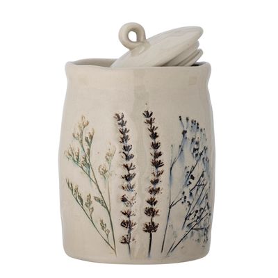 Burk med lock Natur Stengods Bea | Bloomingville