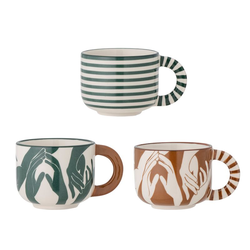Kopp Grön Stengods Carim Set om 3 | Bloomingville