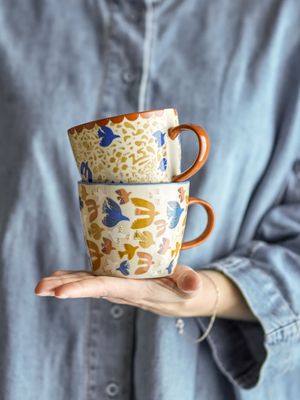 Bloomingville Anniversary Mugg, Multi, Stengods Ø9,5xH8 cm, Set om 2