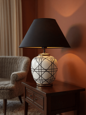 PR Home New York Bordslampa Svartvit 45cm