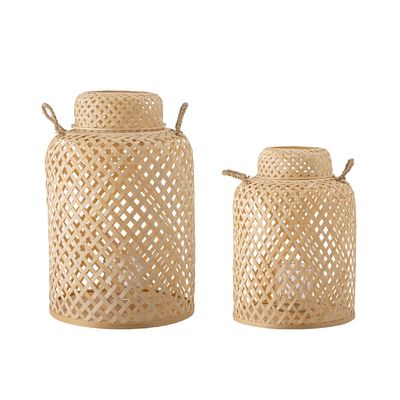 Lyktor med glas Natur Bambu Madlin Set om 2 | Bloomingville