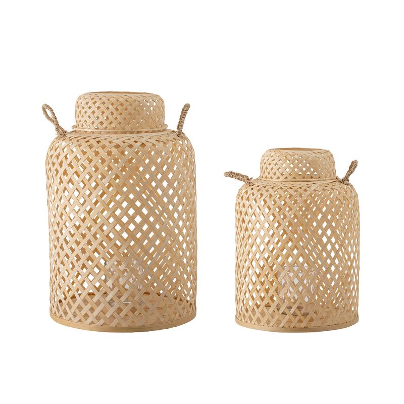Lyktor med glas Natur Bambu Madlin Set om 2 | Bloomingville
