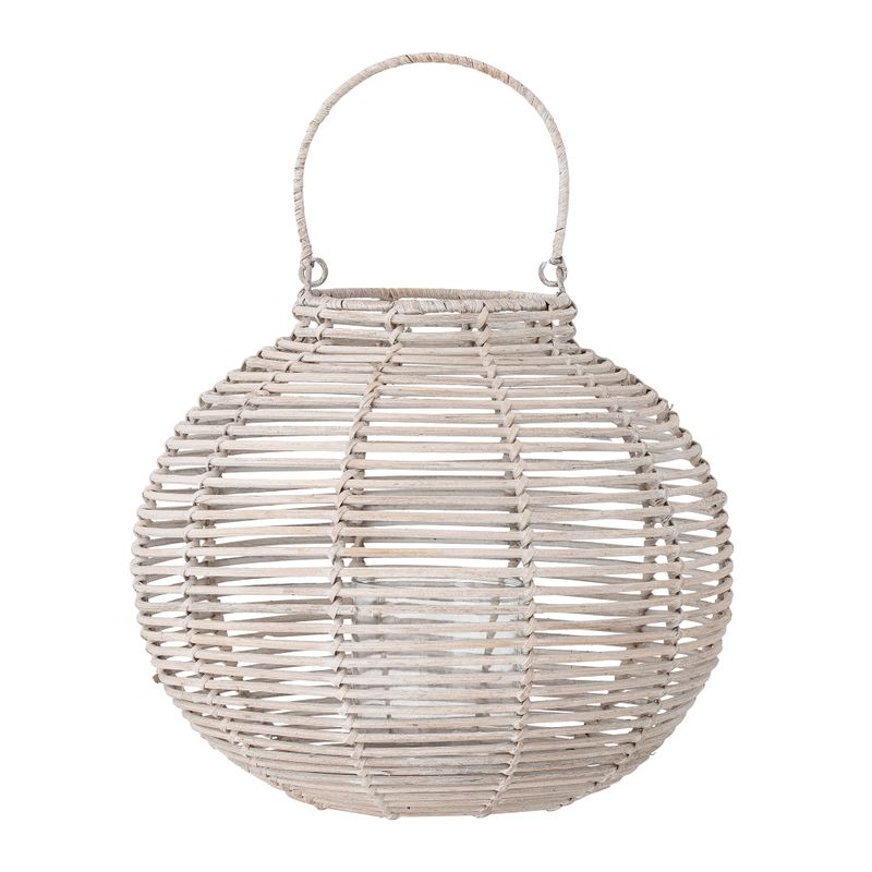 Lyktor med glas Vit Rotting Malua | Bloomingville