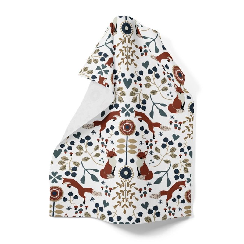 Rävstigen offwhite/röd handduk Arvidssons Textil