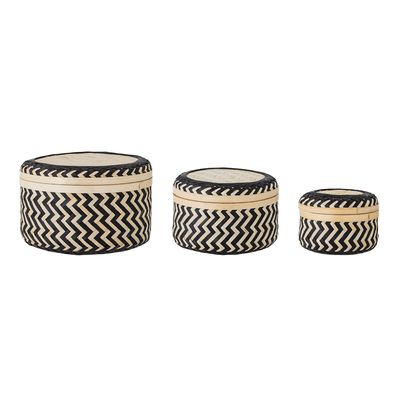 Korg med lock Svart Bambu Jacob Set om 3 | Bloomingville