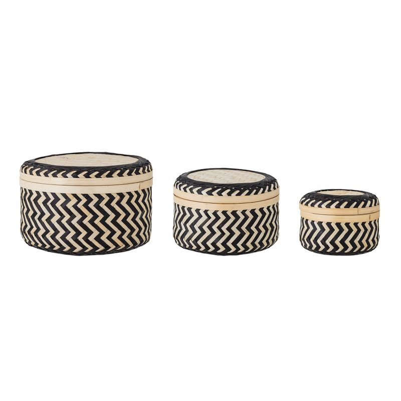 Korg med lock Svart Bambu Jacob Set om 3 | Bloomingville