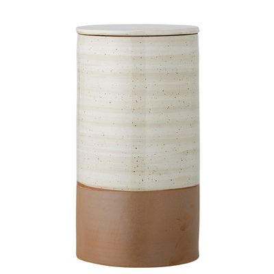 Burk med lock Brun Stengods Okan | Bloomingville