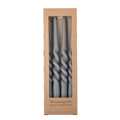 Ljus Grå Paraffin Twist Pack of 4 | Bloomingville