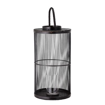 Lyktor med glas Svart Bambu Effie | Bloomingville