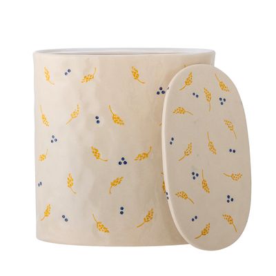 Burk med lock Vit Stengods Pippine | Bloomingville