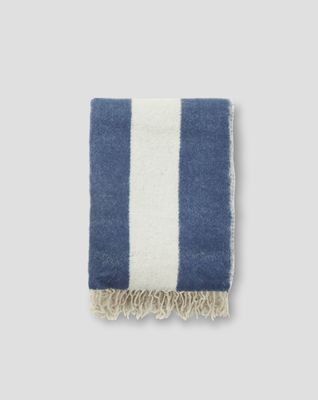 Jakobdahls Zara blockstripe Pläd 130x170 cm Blå/Vit