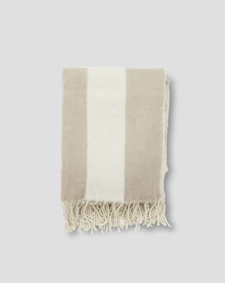 Jakobdahls Zara blockstripe Pläd 130x170 cm Beige/Vit
