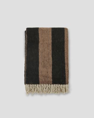 Jakobdahls Zara blockstripe Pläd 130x170 cm Valnöt