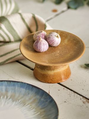 Skål på fot Brun Stengods Ikigai | Bloomingville