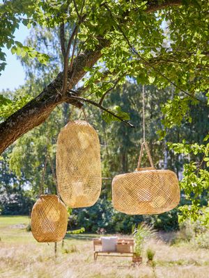 Lyktor med glas Natur Bambu Musu | Bloomingville
